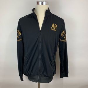 Mens Black Track Jacket Medium Full Zip